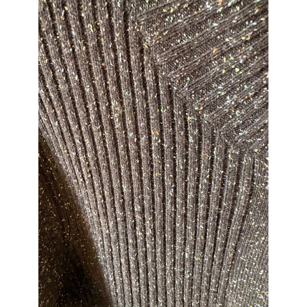 Eileen Fisher Brown Donegal Tweed Ribbed Knit Button Front Cardigan Sweater L - Picture 3 of 6